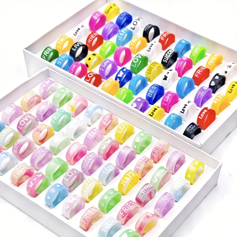 Mixed Styles Silicone Printed Rings Set